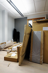 Image showing Cardboard boxes in office