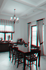 Image showing 3D anaglyph stereo image of a luxury kitchen