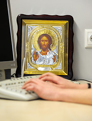 Image showing Religious icons in a modern office