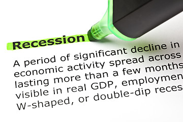 Image showing 'Recession' highlighted in green