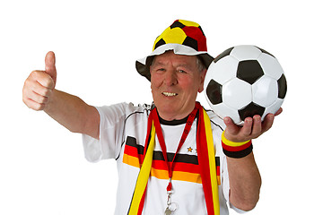 Image showing Senior soccer fan