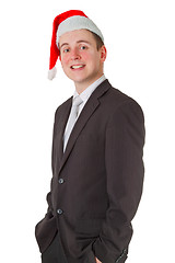 Image showing Businessman with chrismas hat