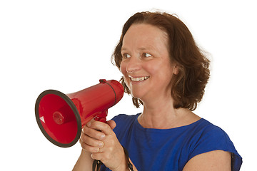 Image showing Woman with megaphone
