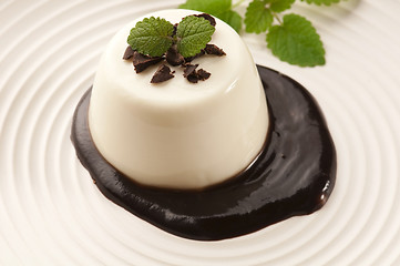 Image showing Panna Cotta with chocolate and vanilla beans