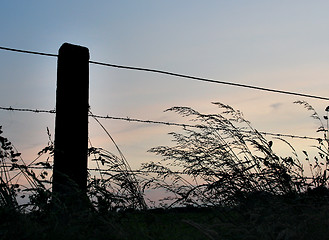 Image showing rural fence at dusk