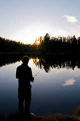 Image showing fishing into the sunset