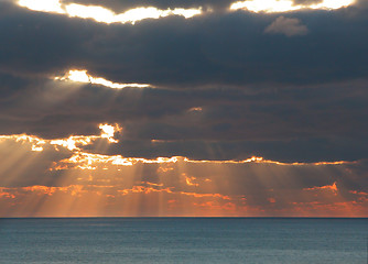 Image showing Sunset on the sea