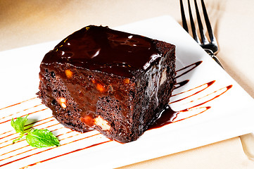 Image showing chocolate and walnuts cake