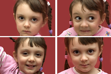 Image showing Portrait of a little girl expressing different emotions