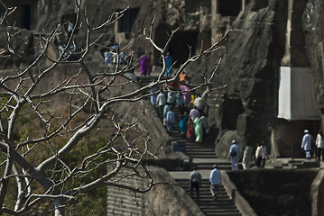 Image showing Tourists in Ajanta