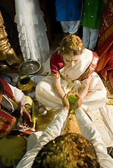 Image showing Indian wedding - preparation of bride