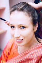 Image showing Indian wedding - preparation of bride