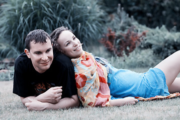 Image showing Happy couple on nature