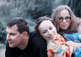 Image showing Happy family on nature