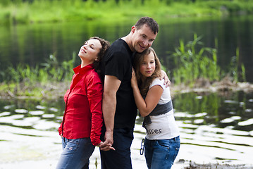 Image showing Happy family on nature