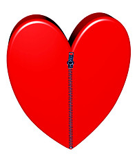 Image showing Red heart closed with pulled up zipper