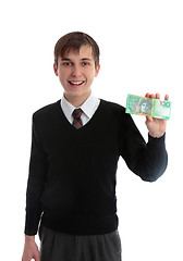 Image showing Student holding money