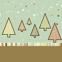 Image showing Retro Christmas card with cute trees. EPS 8