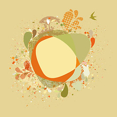 Image showing Decorative card with autumn tree and birds. EPS 8