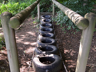 Image showing Playground tire bridge