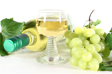 Image showing white wine with glass
