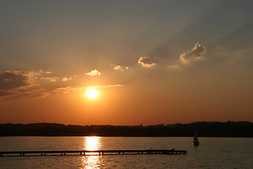 Image showing Sunset on lake