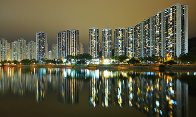 Image showing Hong Kong public housing and river