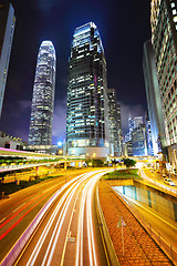 Image showing traffic in downtown at night