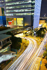 Image showing Traffic through the city at night