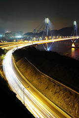 Image showing highway and Ting Kau bridge at night