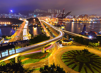 Image showing Cargo Terminal and highways in Hong Kong