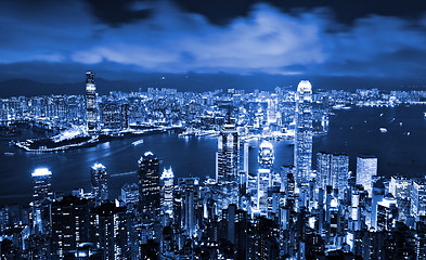 Image showing Skyscraper at night in Hong Kong