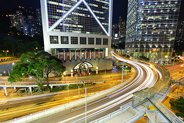 Image showing traffic downtown at night