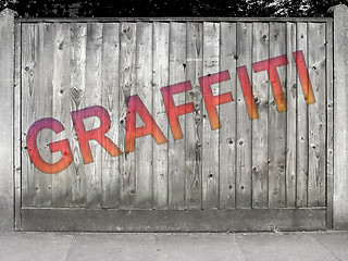 Image showing Graffiti fence gray