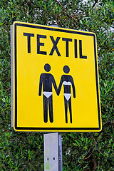 Image showing Textile beach sign