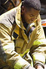 Image showing grieving fireman