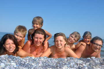 Image showing beach happy family people group 