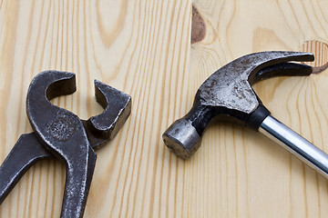 Image showing Wrench and hammer