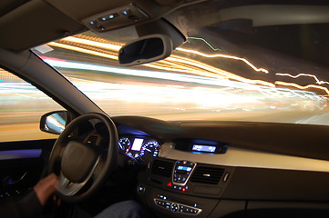 Image showing car in motion at night