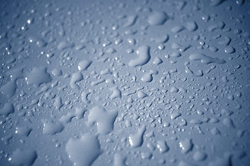 Image showing water drops on metal surface