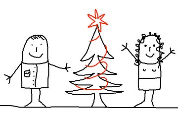 Image showing young couple with xmas tree