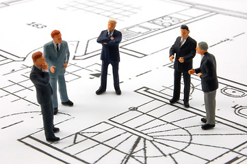 Image showing meeting of businessman on architecture plan