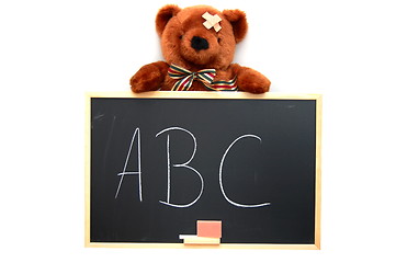 Image showing teddy and blackboard