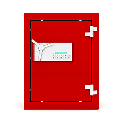 Image showing Front view of red safe box