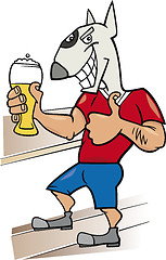 Image showing bullterrier man with glass of beer