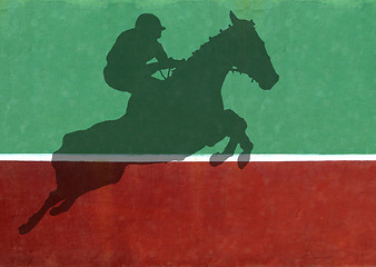 Image showing Not Quite Tennis - Show jumper Silhouette Against Practice Wall