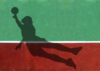 Image showing Not Quite Tennis -Soccer Goalie Silhouette Against Practice Wall