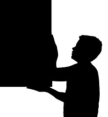 Image showing Isolated Boy Child Gesture Carrying Large Frame