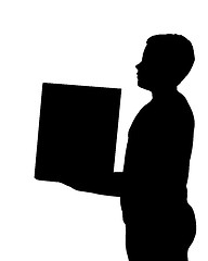 Image showing Isolated Boy Child Gesture Carrying Box