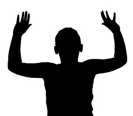Image showing Isolated Boy Child Gesture Hands Up